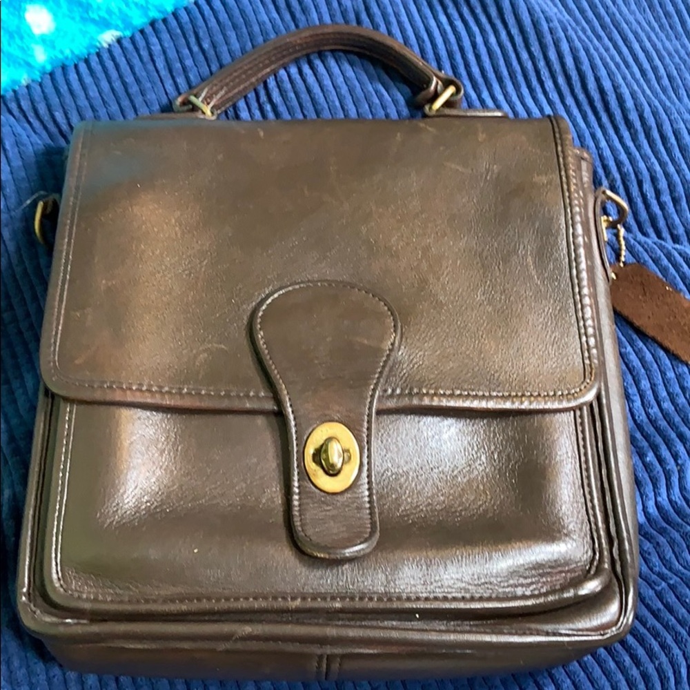 Coach “Station” messenger bag no shoulder strap brown leather USA MADE’04